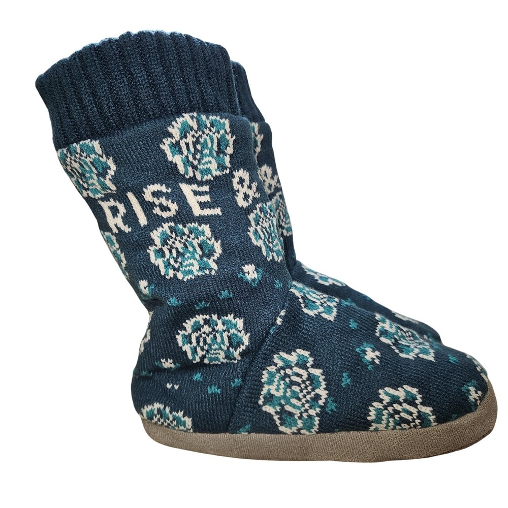 Life Is Good Slipper Boots Womens Size Small 5-6 Knit Rise & Shine Cozy‎ Indoor